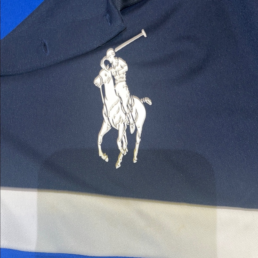 Men's White and Blue Polo Shirt - Picture 3 of 3
